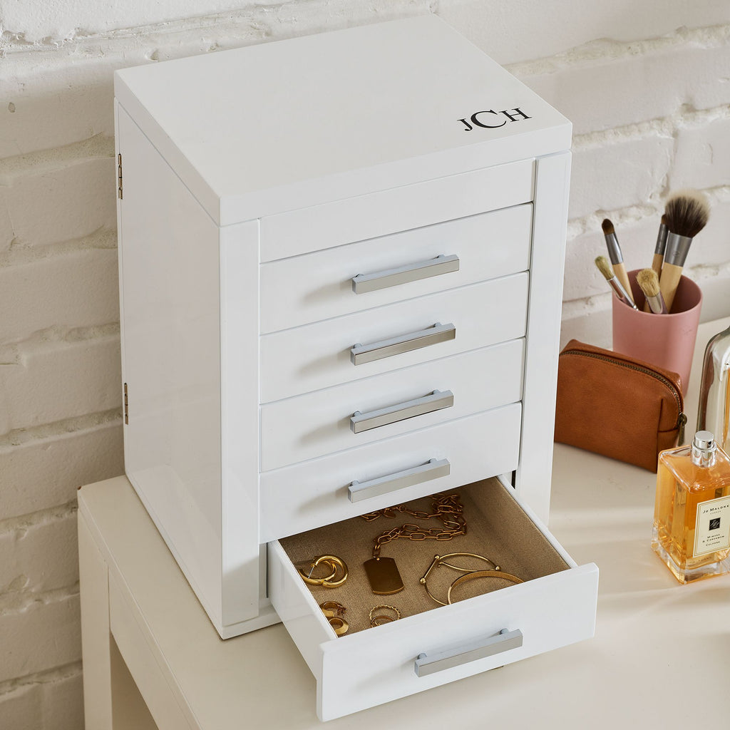 Mid-Century White Lacquer Jewelry Boxes