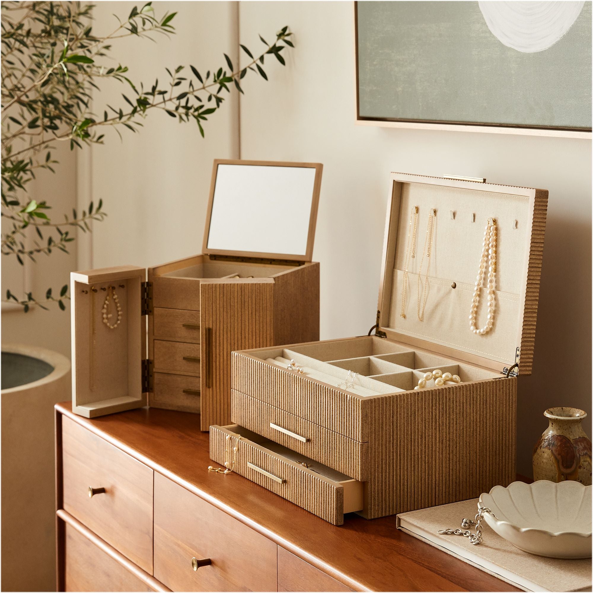 Modern Fluted Jewelry Boxes
