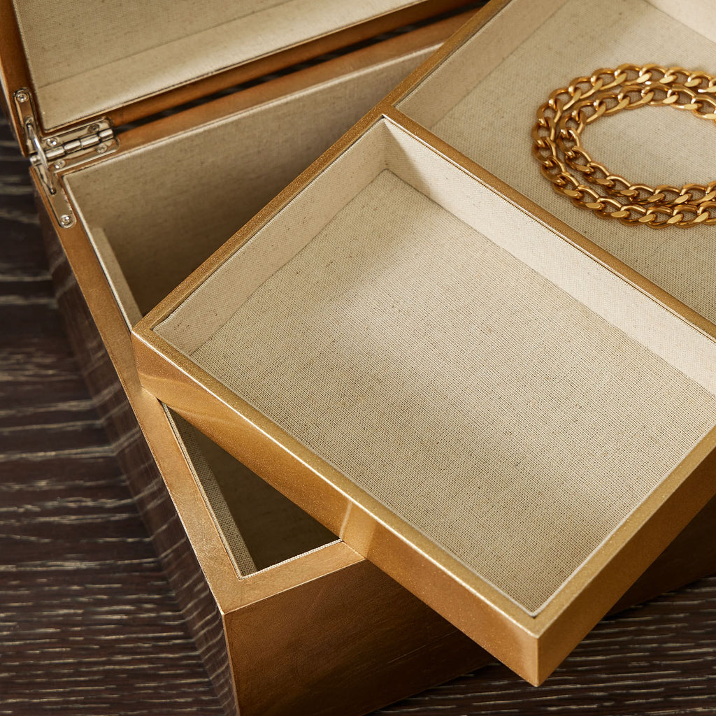 Mid-Century Champagne Lacquer Jewelry Boxes